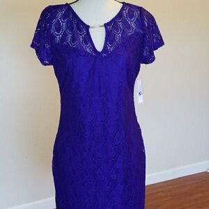 Bisou Bisou Cap-Sleeve Lace Sheath Dress